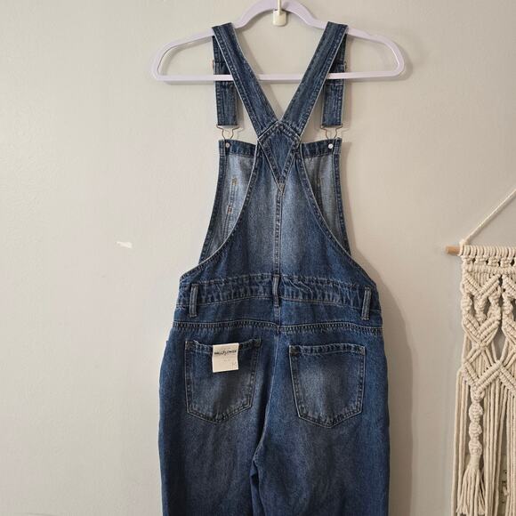 NWT Wallflower Girlfriend Straight Distressed Overalls Denim Jeans Size M Medium - Picture 7 of 11